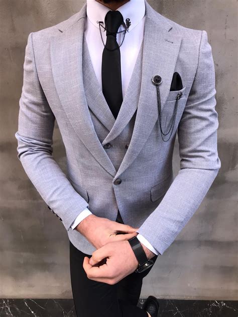 sedona light gray slim fit crosshatch suit bespoke daily ropa elegante hombre ropa casual