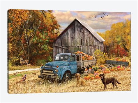 Fall Truck And Barn Canvas Artwork By Greg And Company Icanvas