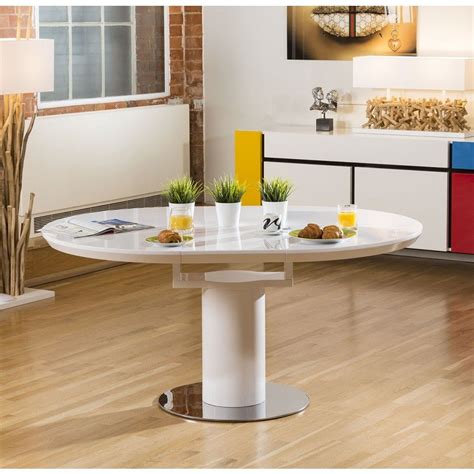 Extendable kitchen & dining room sets : Modern Dining Table White Gloss Round / Oval Extending ...