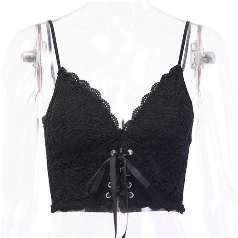 women s lace hollow out and sphagetti strap sexy black etsy lace camisole top bralette crop top