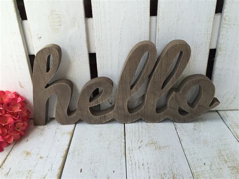 Wooden Hello Signhellochunky Wood Hellonatural Wood Or