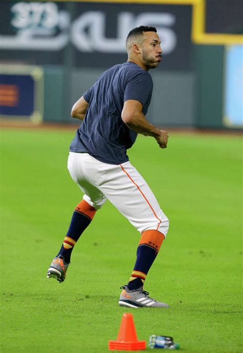 Astros Shortstop Carlos Correa Running And Playing Catch
