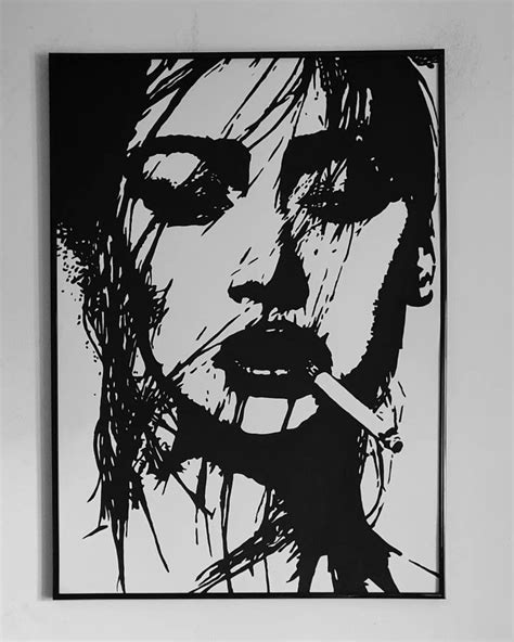 Enjoy Girl Smoking Art Drawings Simple Aesthetic Hair Face Drawing