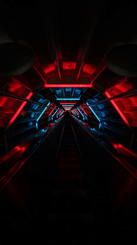 Download Wallpaper 1350x2400 Tunnel Neon Glow Stairs Iphone 876s