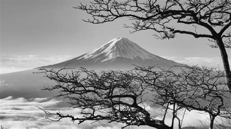 Oa85 Japan Fuji Maountain Bw Nature Wallpaper