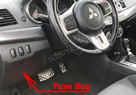 Fuse panel layout diagram parts: Fuse Box Diagram > Mitsubishi Lancer X (2008-2017)