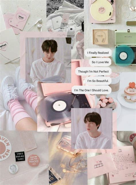 Download White And Pink Bts Jin Aesthetic Wallpaper