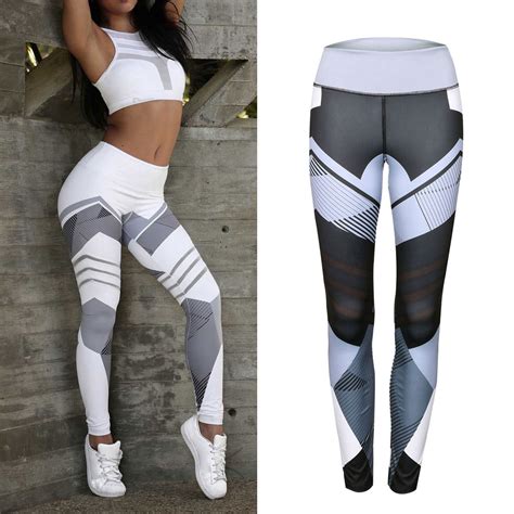 2019 geometric pattern yoga pants women fitness trousers leggings breathable running sexy tights