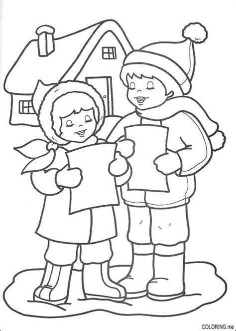 Coloring Page Christmas Singing Children Coloringme
