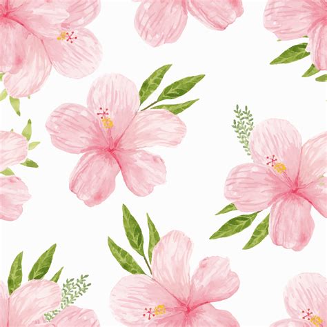 Watercolor Pink Hibiscus Flower Pattern 1234161 Vector Art At Vecteezy