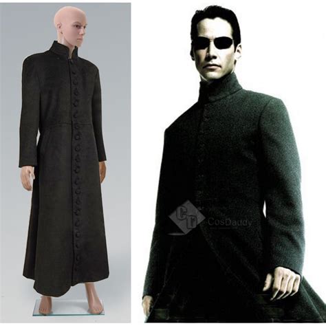 The Matrix Neo Black Wool Trench Coat Cosplay Costume