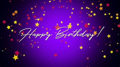 Animated Closeup Happy Birthday Text On Purple Background Luxury And