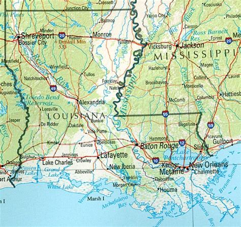 Louisiana Physical Map Full Size Ex