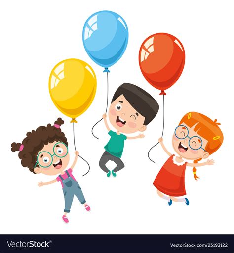Children With Balloon Royalty Free Vector Image