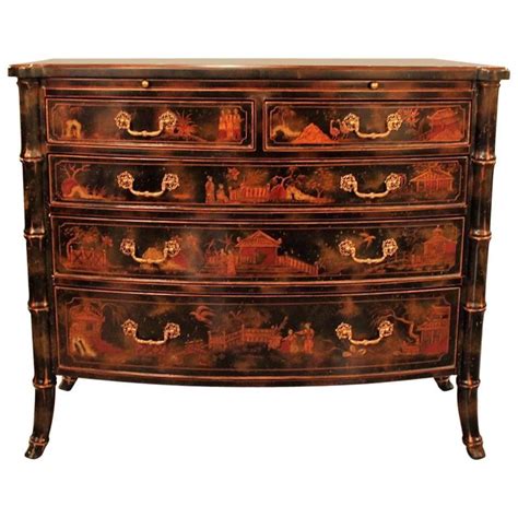 Hand Painted Chinoiserie Commode Chest Of Drawers By Maitland Smith For