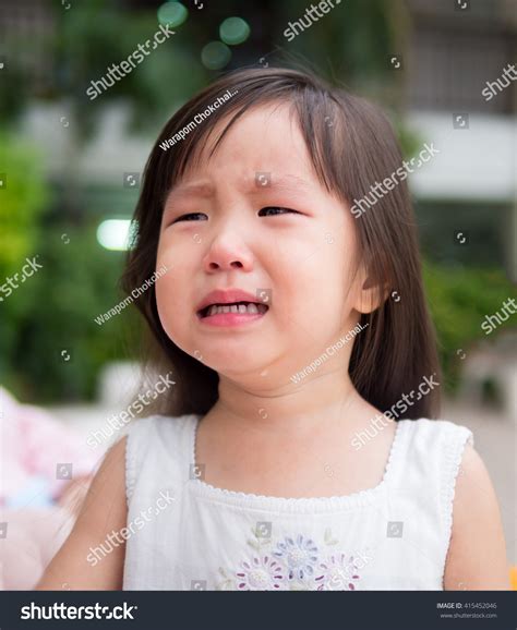 Portrait Cute Little Girl Crying Action Stock Photo 415452046