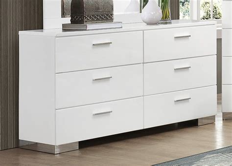 Modern 6 Drawer Dresser White Bdressr