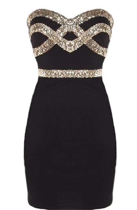 The blue or white & gold dress. Black Diamond Dress | Black Gold Sequin Sweetheart Neck ...