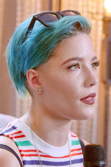 Read about halsey short hair on retro divas beauty. Halsey Straight Green Uneven Color Hairstyle | Steal Her Style