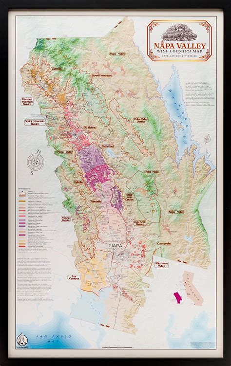 Wine Regions Of Napa Valley Framed Vinmaps