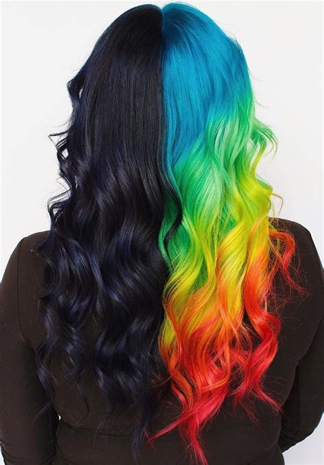 Half Rainbow Dyed Hair Isabellerosehair Split Dyed Hair Half Dyed