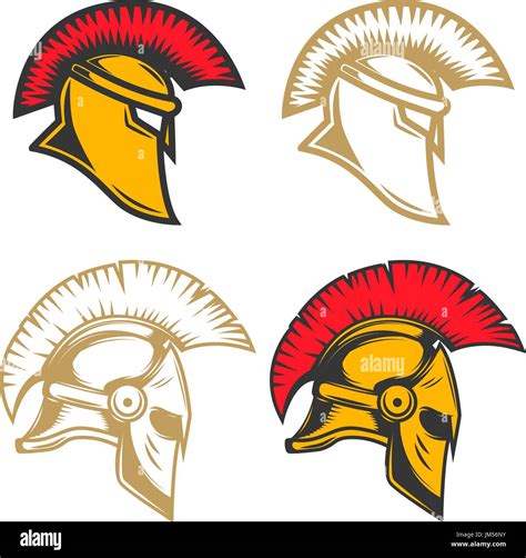 Set Of Spartan Helmets Design Elements For Label Emblem Sign Brand