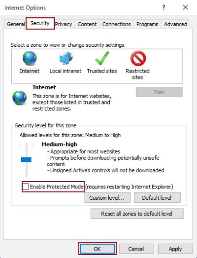 Enable Or Disable Protected Mode In Ie On Windows 10