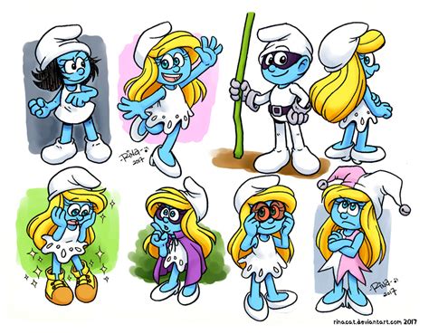 Smurfs Many Faces Of Smurfette By Rinacat On Deviantart