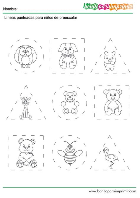 Líneas Punteadas Para Niños De Preescolar Bonito Para Imprimir