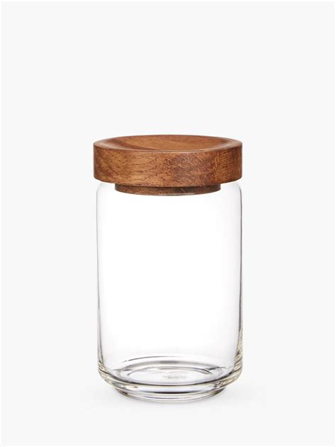 Croft Collection Glass Jar With Oak Wood Lid Natural Clear Medium Glass Jars Glass Storage