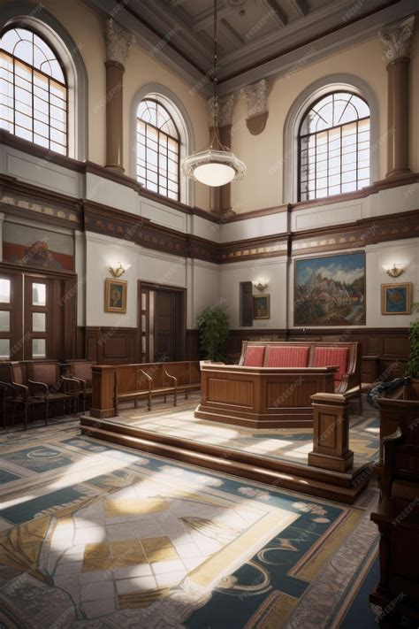 Premium Ai Image Courtroom Interior With Focus On Judges Bench