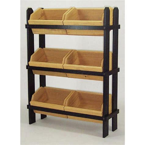 Wood Display Racks With Rustic Oak Stained Wood