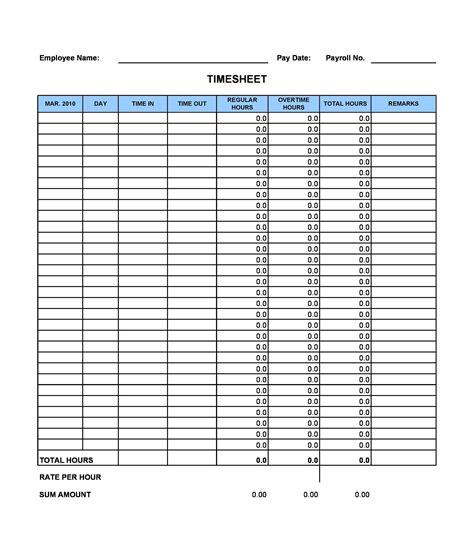 Excel Time Sheets Templates