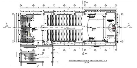 Cultural Multi Purpose Hall Distribution Plan Cad Drawing Details Dwg