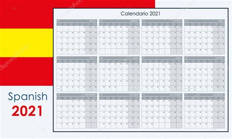Calendario Anual Para 2021 Planificador De Pared Con Espacio Libre Para Notas Diseño