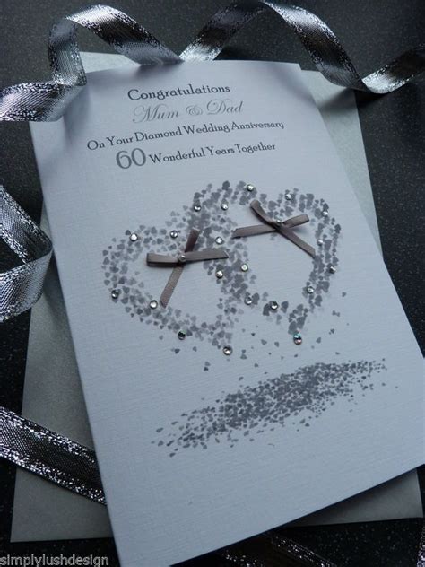 Handmade Personalised Diamond Wedding Anniversary Card 60 Years