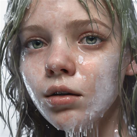 Image — Realistic Girls Face With Slimy And Sticky Whitetranslucent