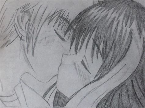 To draw people kissing up close, start by drawing the outline of their heads, which should be just touching. Anime Kiss - picture by anna_sweet_girl - DrawingNow
