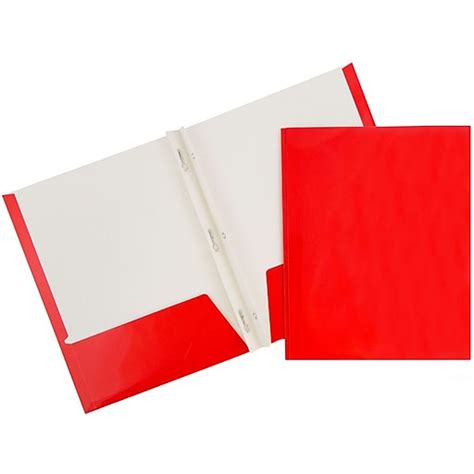 Jam Paper Laminated Two Pocket Glossy Folders With Metal Prongs