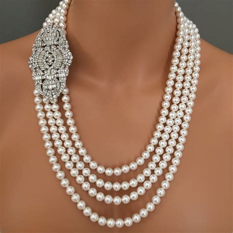 Long Pearl Flapper Necklace Great Gatsby Wedding Necklace With Etsy
