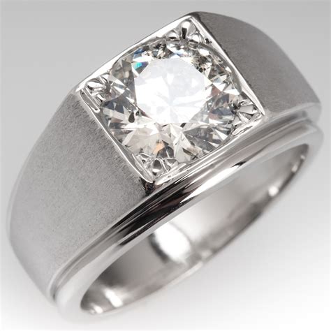 Bold Vintage Mens 28 Carat Diamond Ring Platinum Men Diamond Ring