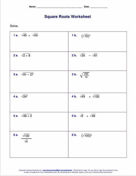 50 Simplify Square Roots Worksheet in 2020 | Square roots, Worksheets
