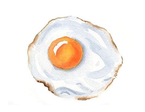 Fried Egg Art Print Kitchen Wall Decor Watercolor Painting 1000