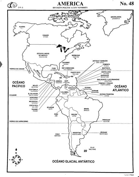 Mapa de América con nombres y división política Mapa de america latina Mapa de america Mapa