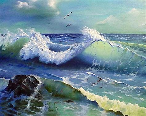 Ocean Waves Ocean Waves Painting Wave Painting Landscape Art