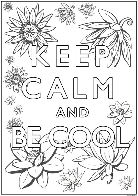 Keep Calm And Be Cool Coloring Page Printable
