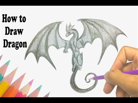 Get a rectangular piece of paper, fold in half. How to Draw Dragon ? - Step by step - YouTube
