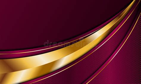 Abstract Luxury Red Golden Curve Stripes With Gold Lines Background