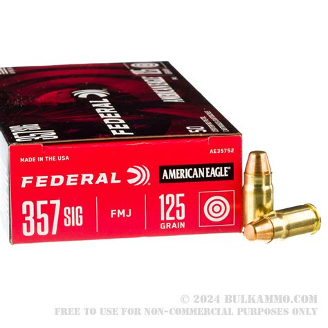 50 Rounds Of Bulk 357 Sig Ammo By Federal 125gr Fmj