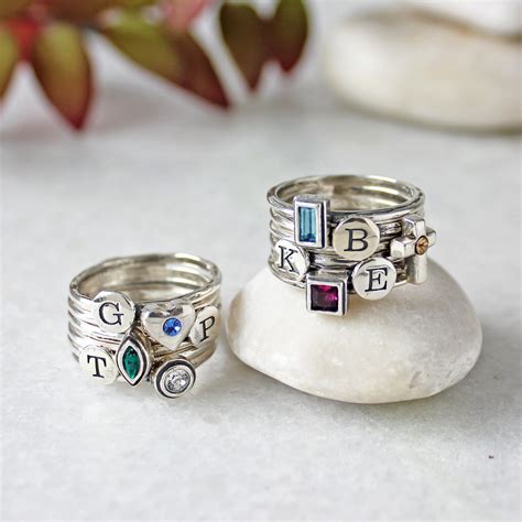 Silver Stacking Ring Sets Stacking Rings Set Of 4 Initial Stack Rings